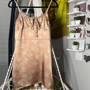 Butterfly Print Satin Mini Dress